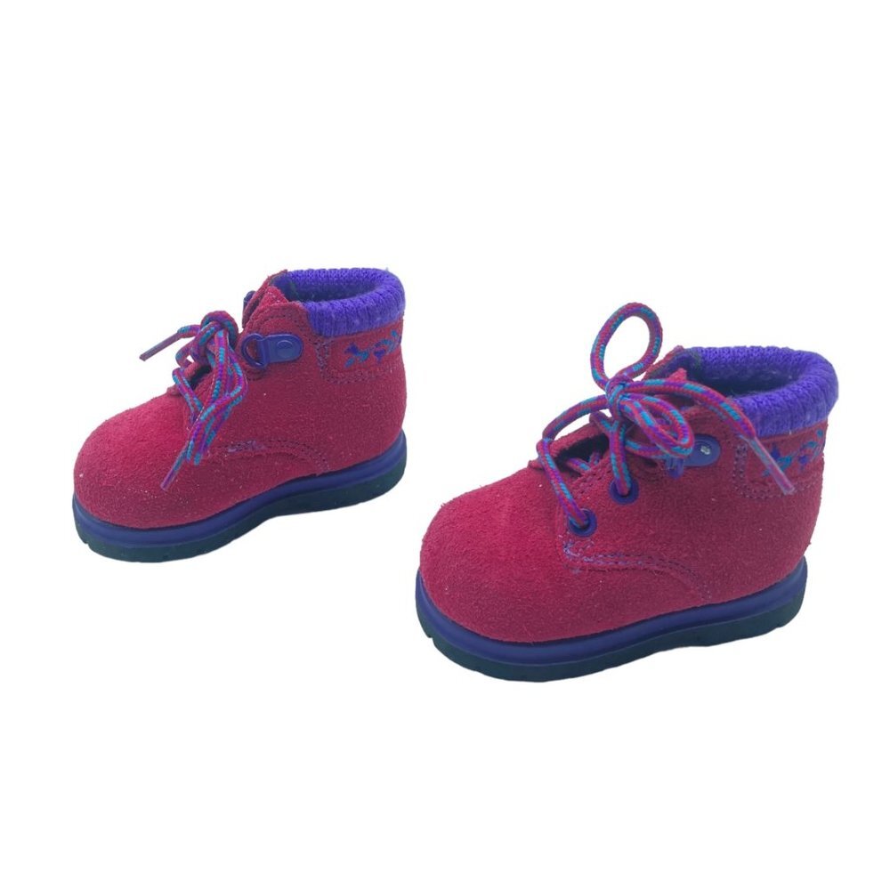 Honors Girl Baby Toddler Leather Suede Pink Embroidered Heart Tie‎ Boots Size 1